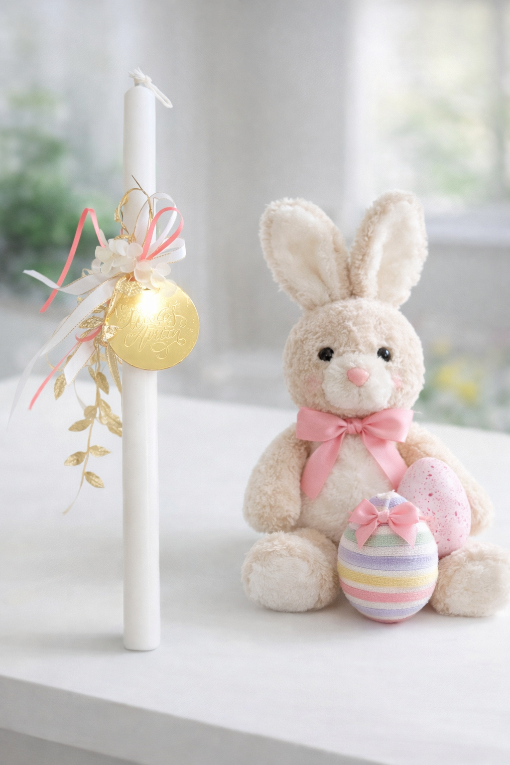 Lambatha Candle with Gold “Kalo Pascha” Charm