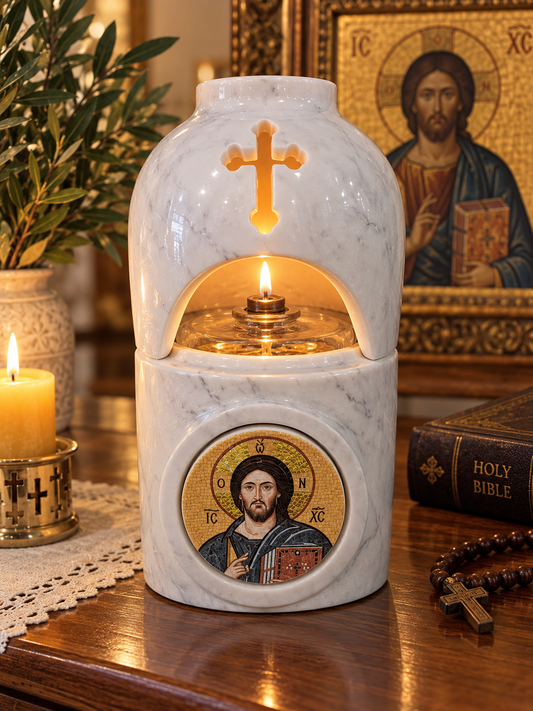 Marble Lamp Holder with Lid comes with mineral oil lamp indoor
