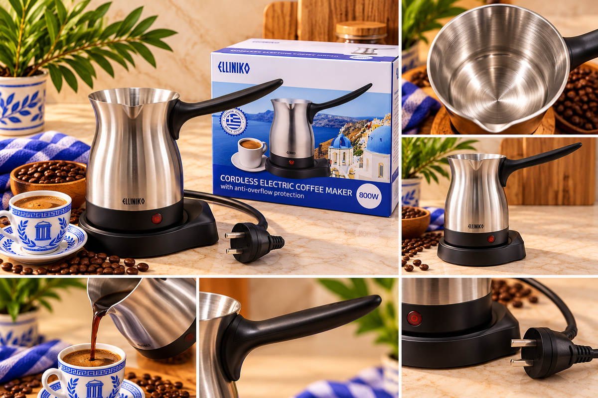 Elliniko Electric Greek Coffee Maker – 6 Cup Capacity – Automatic Shut-Off