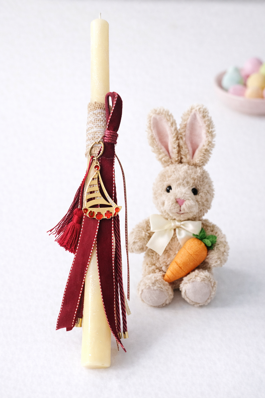 Burgundy Sailboat Easter Lambada Candle