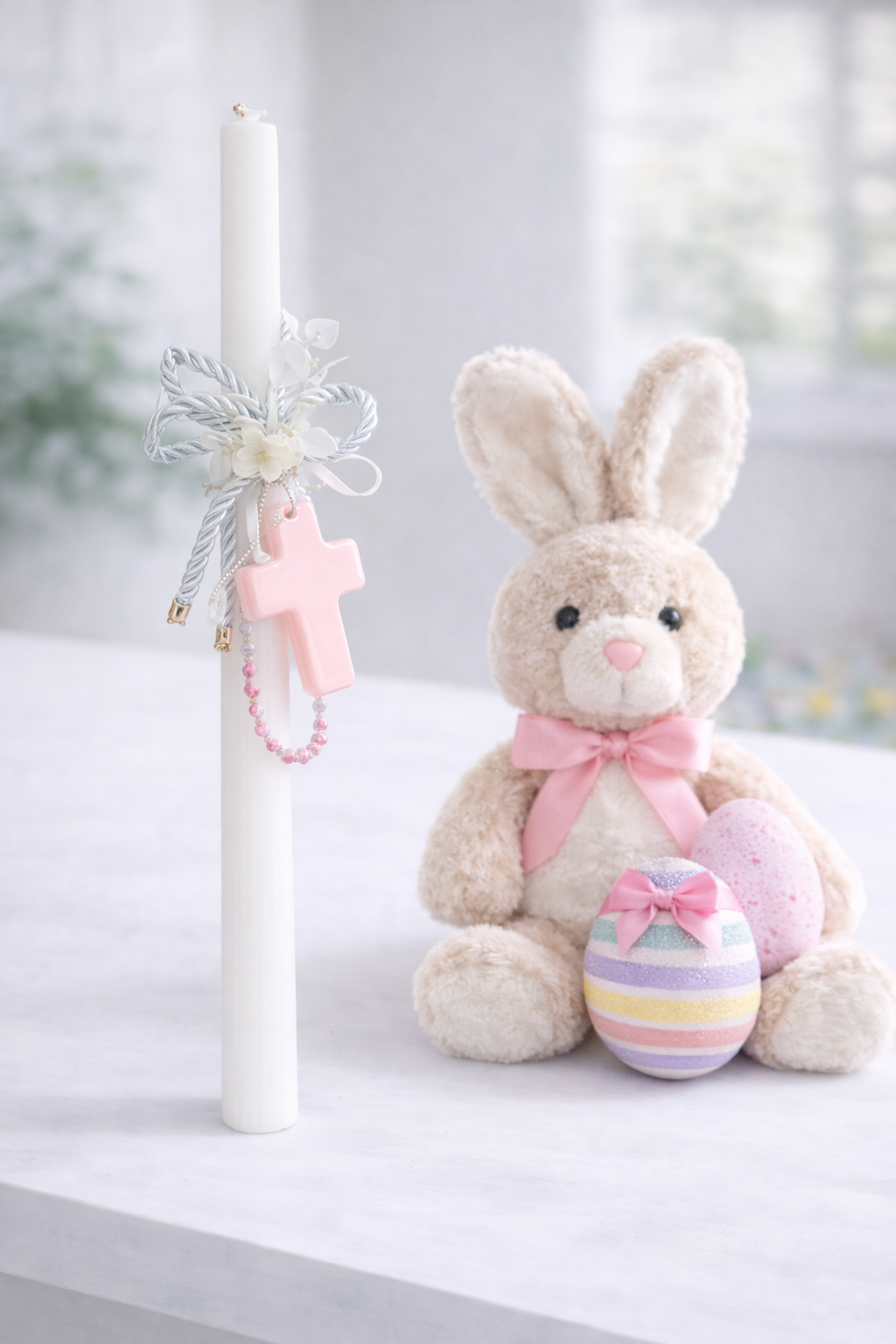 Pink Cross Easter Lambatha Candle