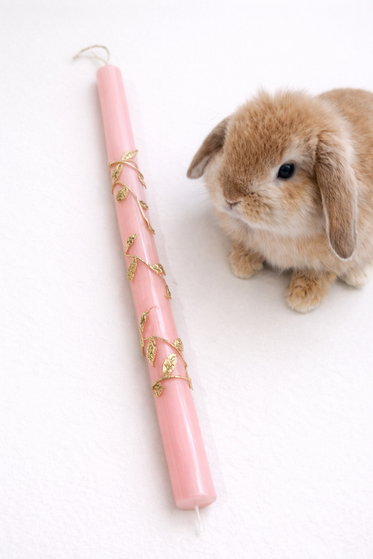 Blush Pink & Gold Leaf Easter Lambatha Candle