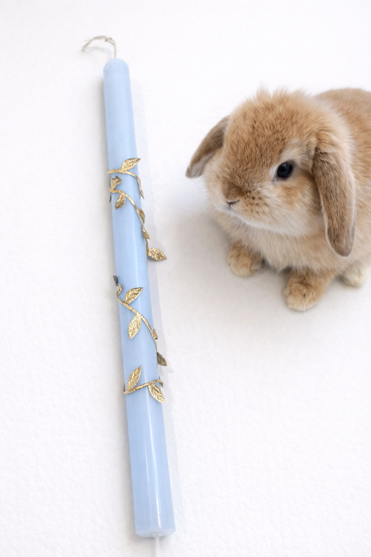 Baby Blue & Gold Leaf Easter Lambatha Candle