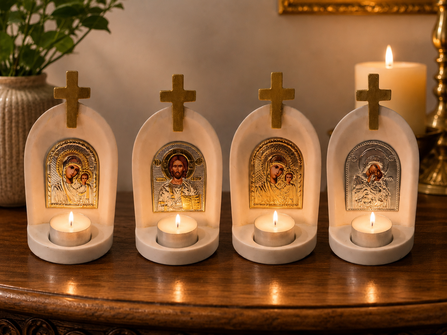 Altar with Gold Cross & Orthodox Icon