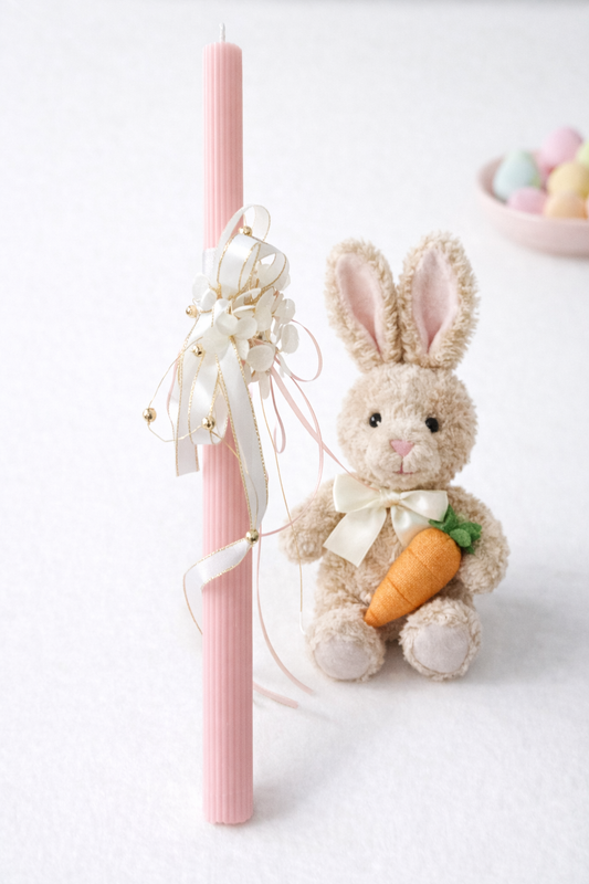 Blush Pink Floral Easter Lambada Candle