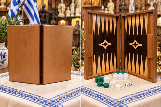Wooden Backgammon Set – Traditional Greek Tavli