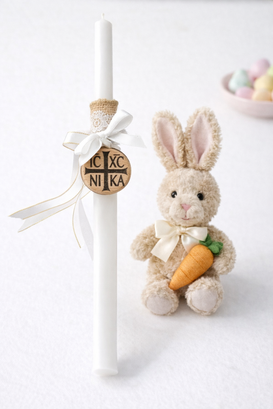 IC XC NIKA Wooden Cross Easter Lambada Candle
