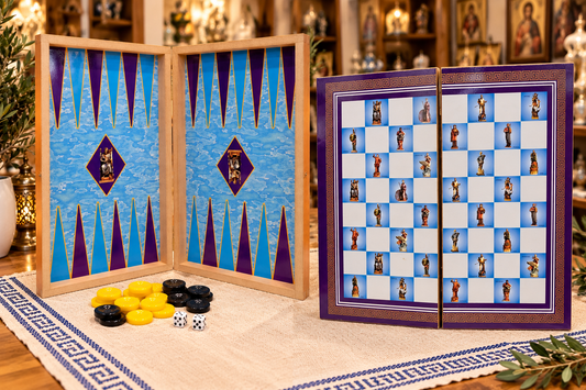 Greek Gods Backgammon Set – Wooden Tavli Board