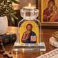 Orthodox Crystal Tealight Candle Holder – Jesus Christ or Panagia