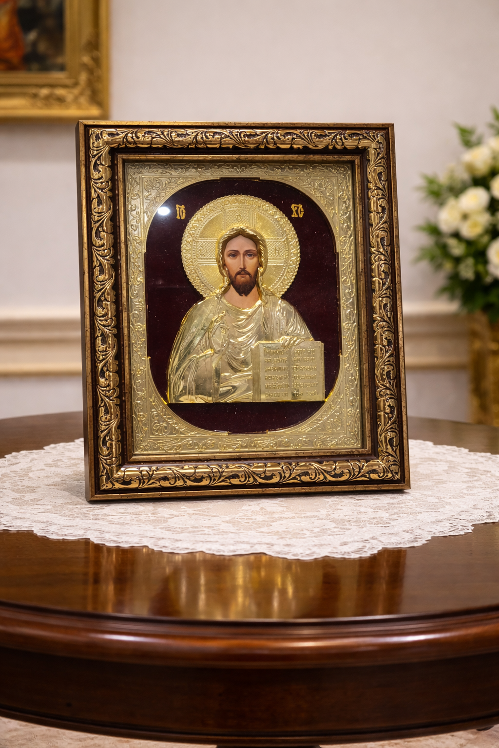 Framed Icon of Christ Pantocrator / ικόνα του Χριστού Παντοκράτορα