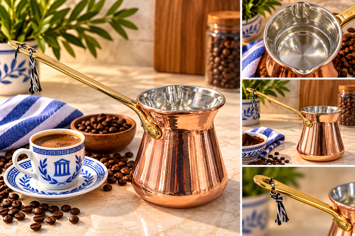 Traditional Copper Greek Coffee Briki