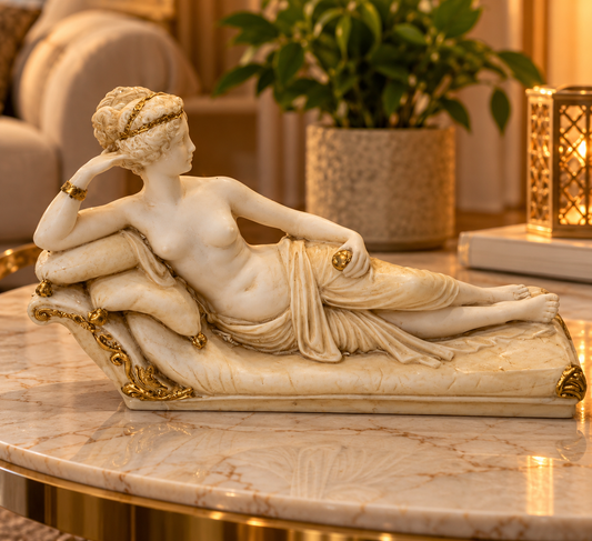 Elegant Reclining Greek Goddess Statue